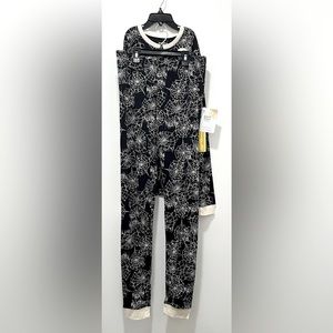 Burt’s Bees Halloween Spider Web Print Pajama Set in Black, Big Kids Size 14,NWT
